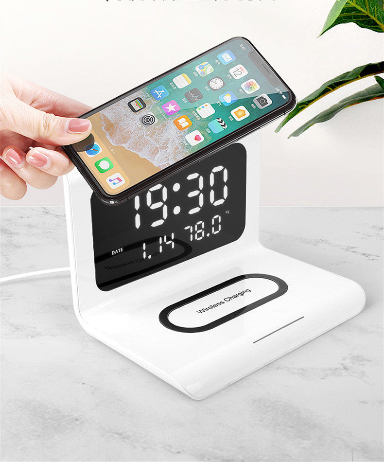 Wireless Charger Alarm Clock Creative Perpetual Calendar Temperature and Humidity Wireless Charge 10W Fast Charge