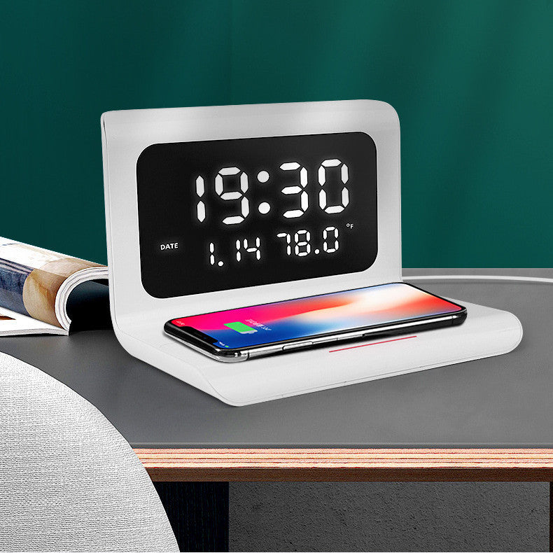 Wireless Charger Alarm Clock Creative Perpetual Calendar Temperature and Humidity Wireless Charge 10W Fast Charge