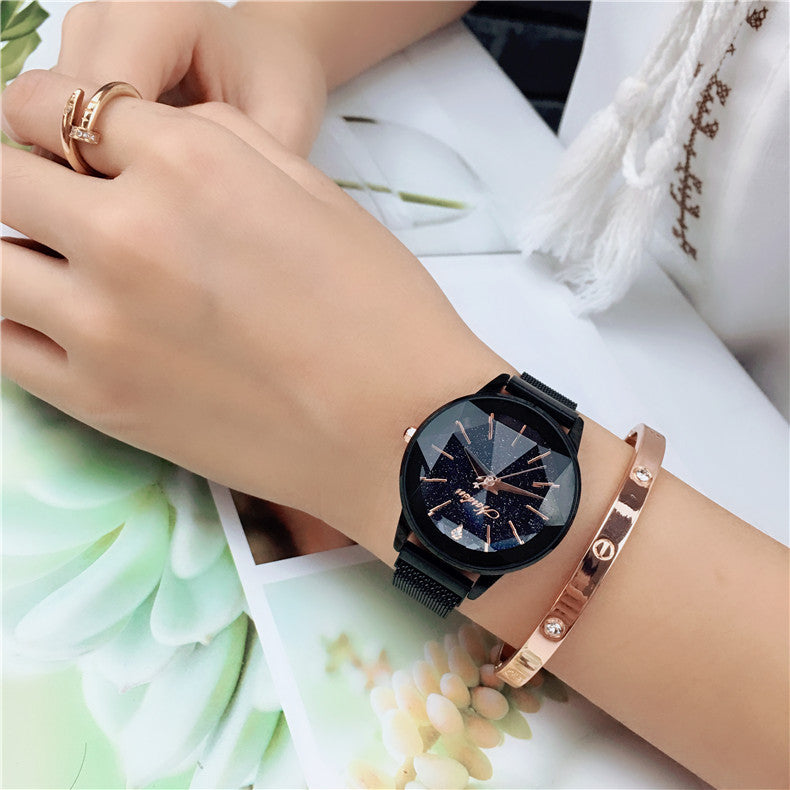 Star-cut face waterproof student watch